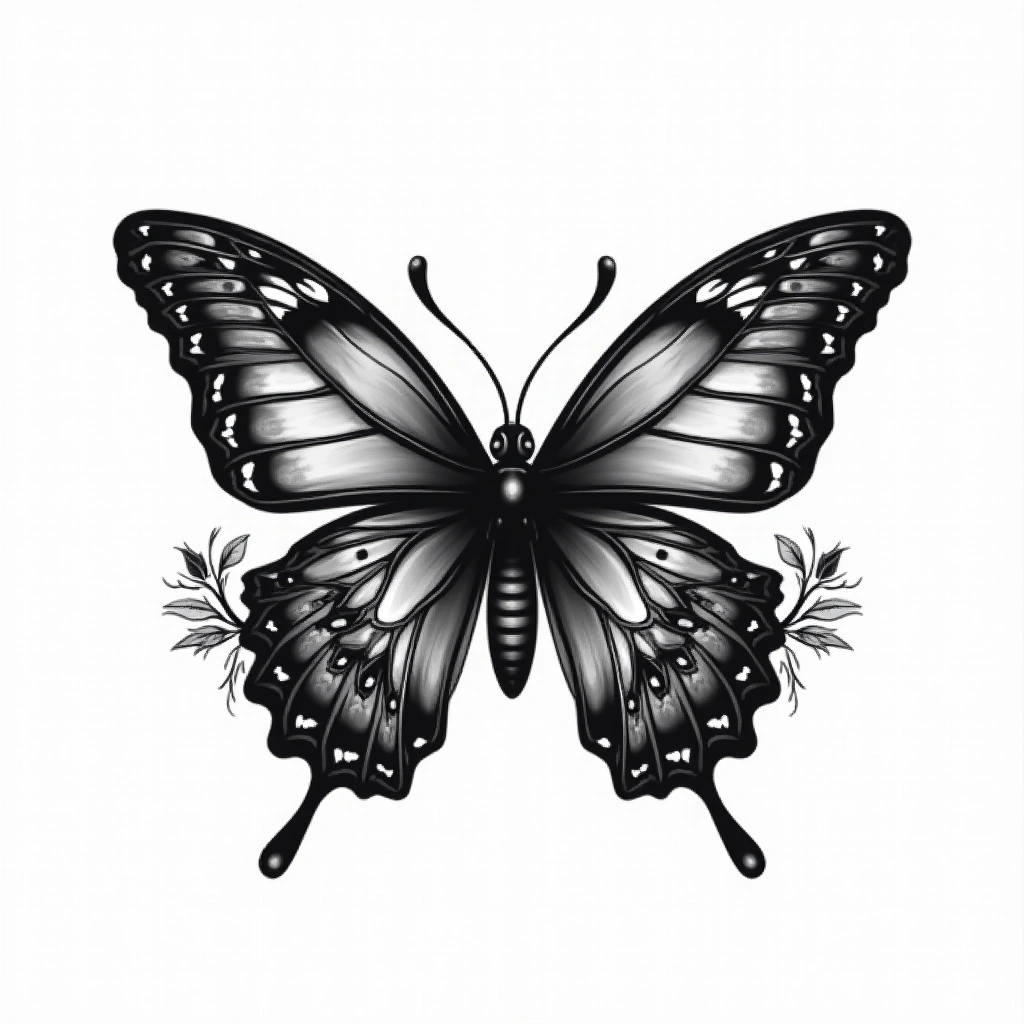Tatouage papillon en style chicano, design généré par IA