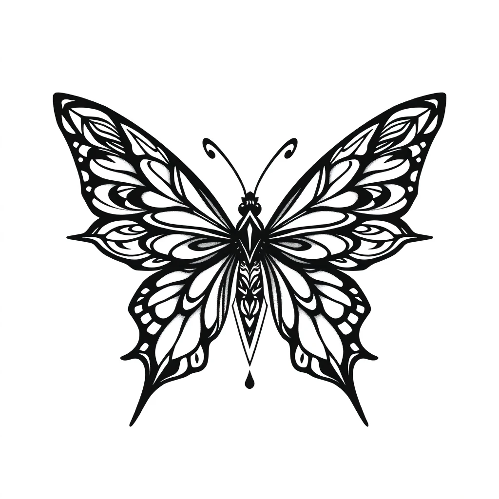 Papillon géométrique, lignes droites et symétrie