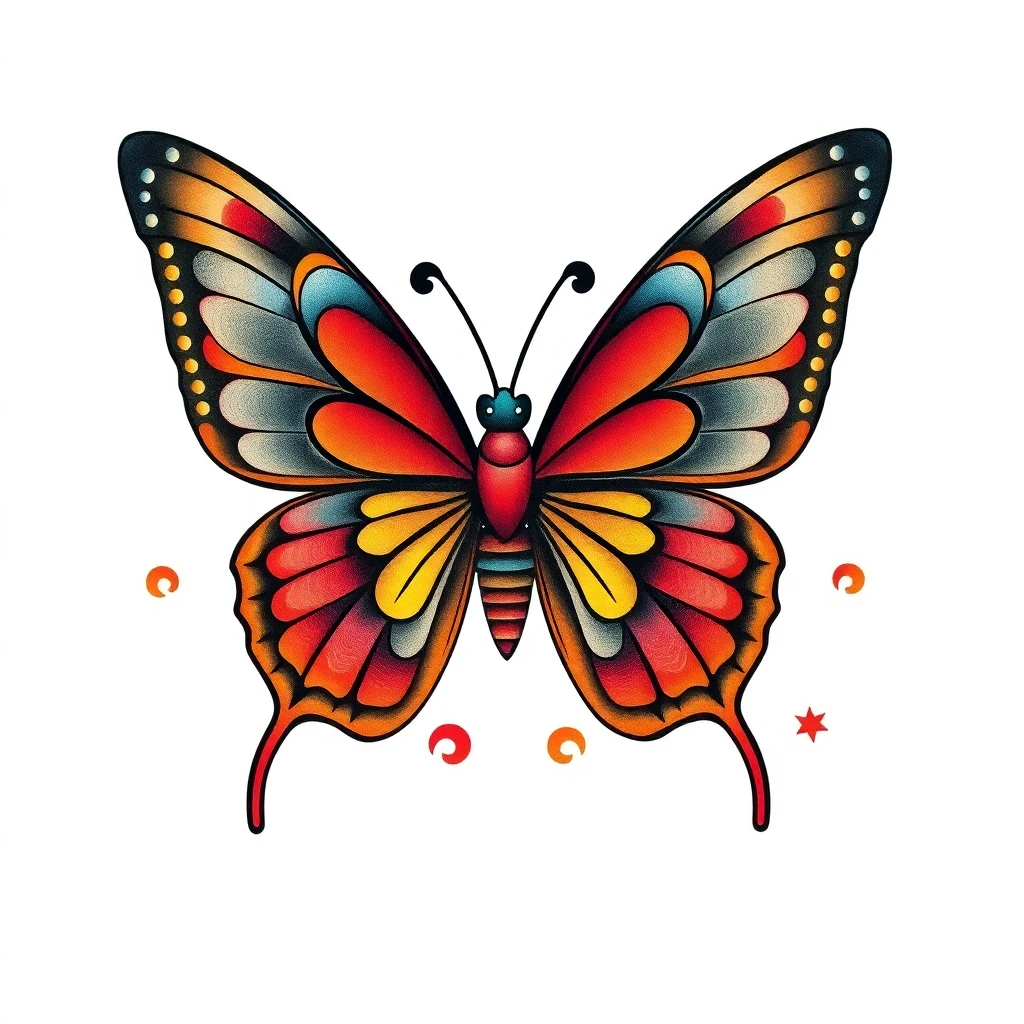 Idée de tatouage papillon en style japonais, adaptable au mollet
