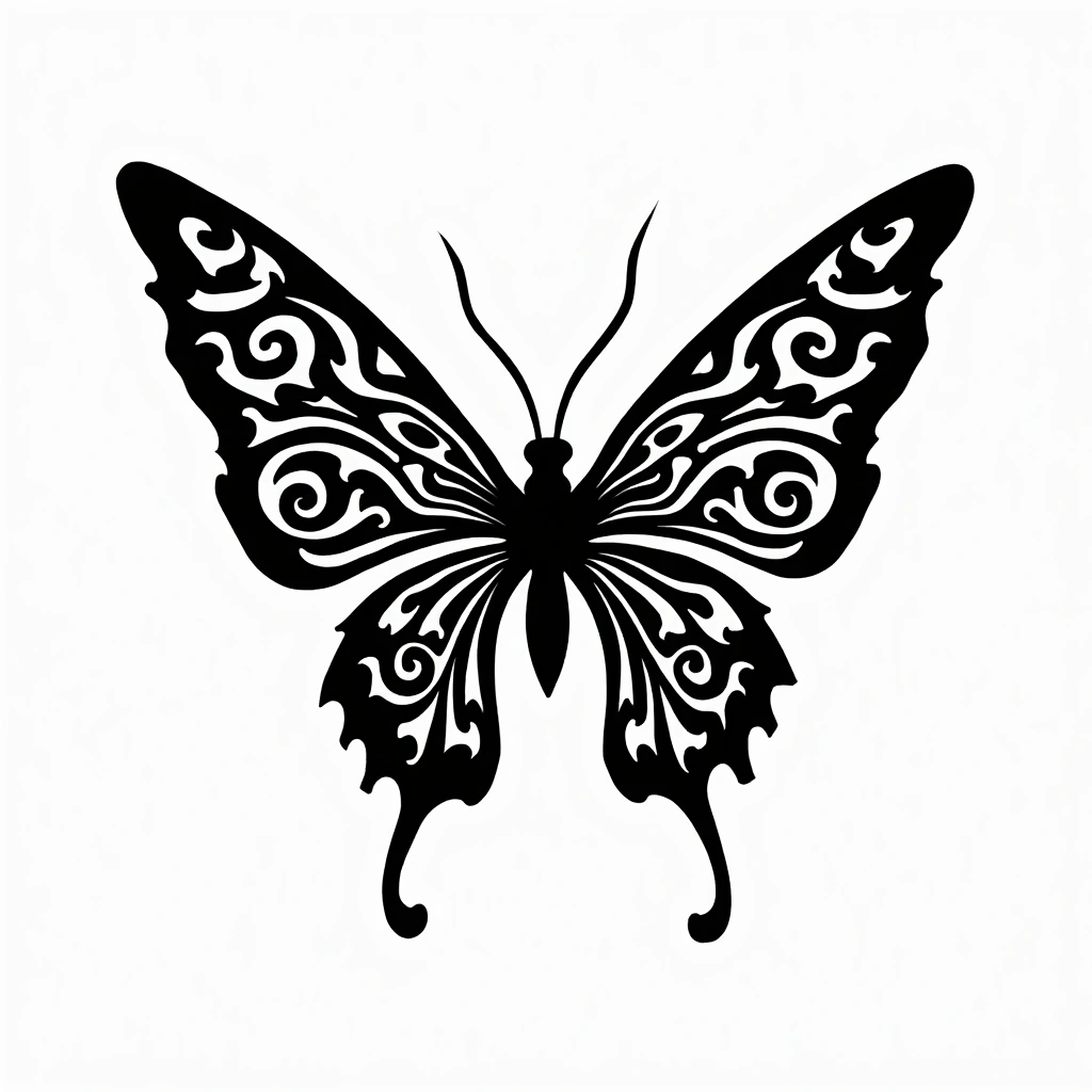 Tatouage papillon en style maori, design généré par IA