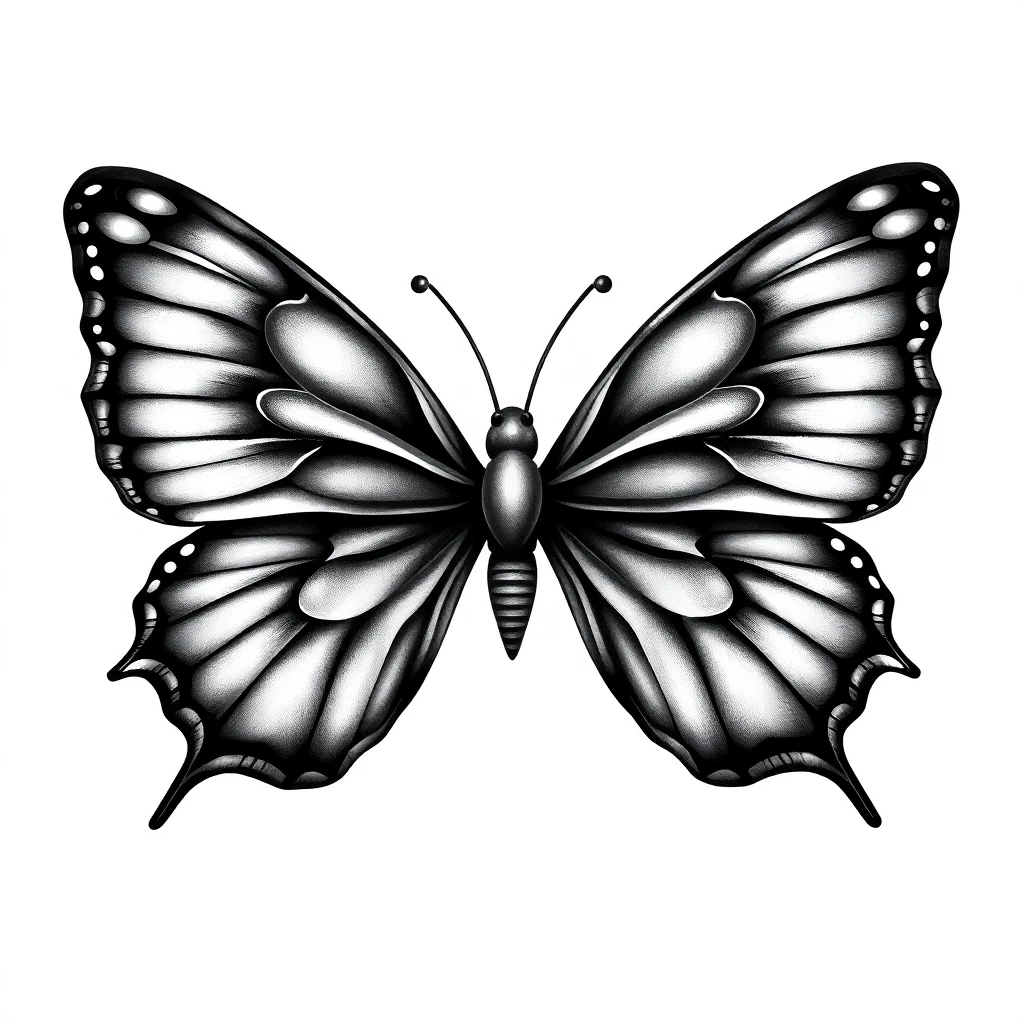 Tatouage papillon en style réaliste, design généré par IA