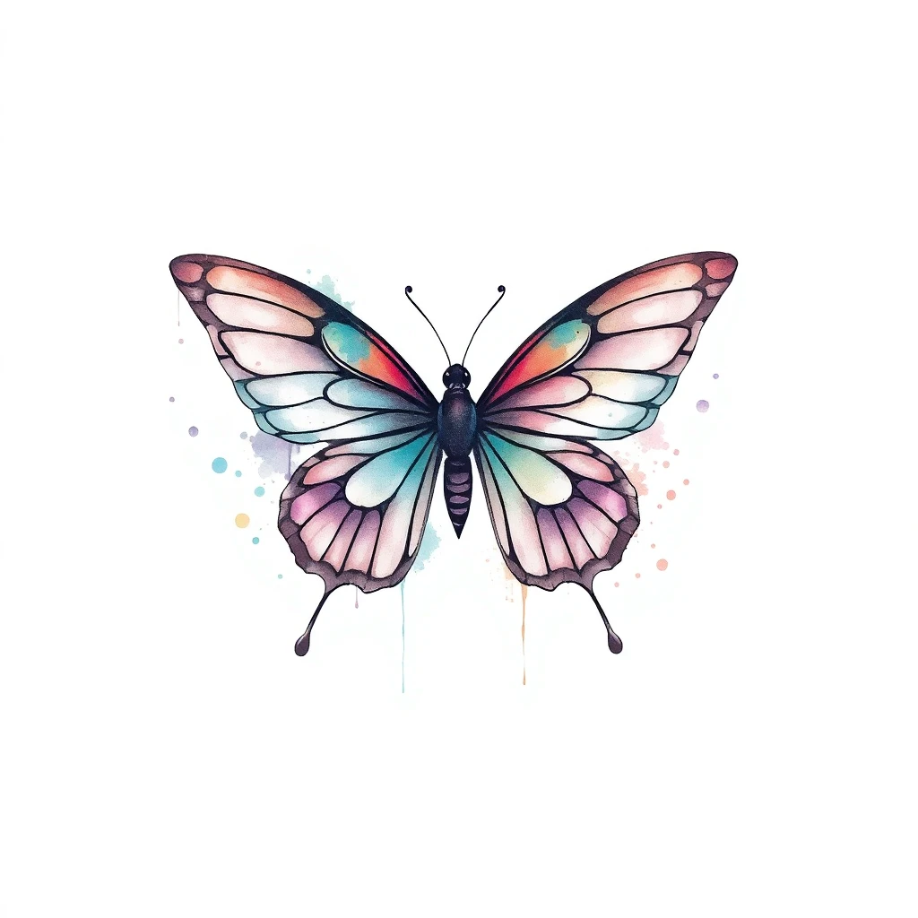 Tatouage papillon en style watercolor, design généré par IA