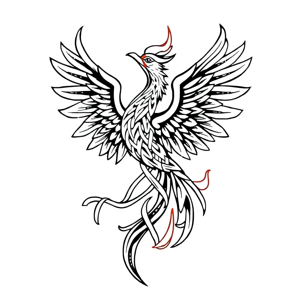 Tatouage phénix en style celtique, design généré par IA