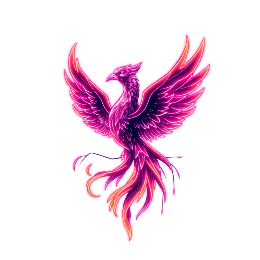 Tatouage phénix en style cyberpunk, design généré par IA