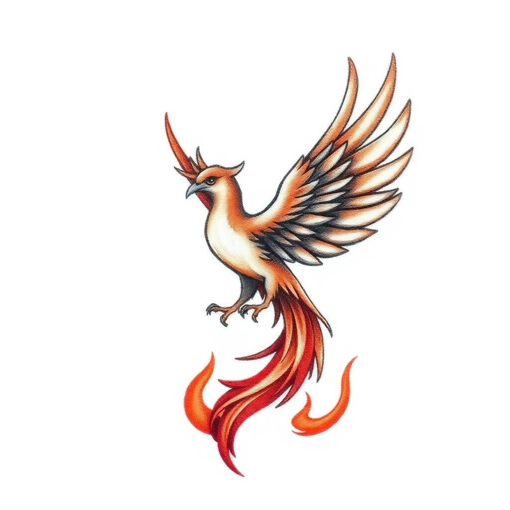 Tatouage phénix en style micro-réalisme, design généré par IA