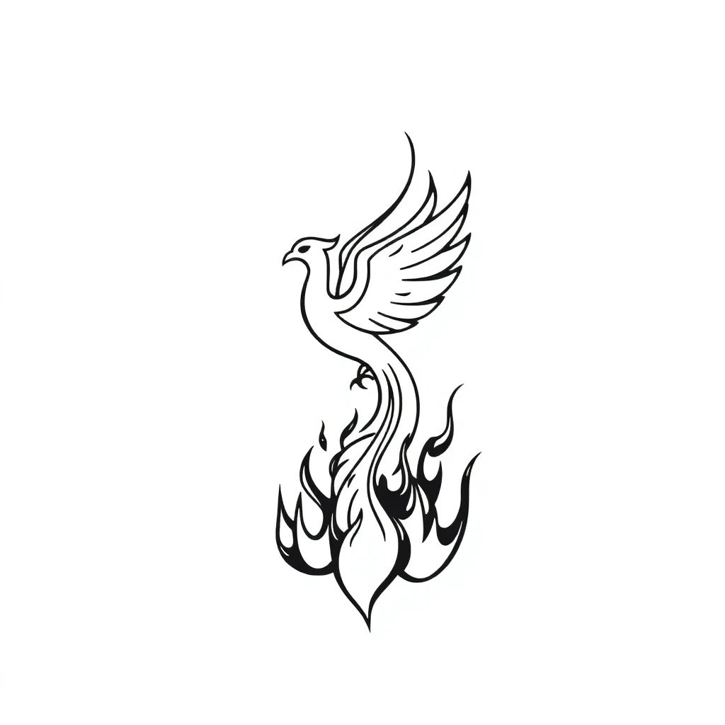 Idée de tatouage phoenix en style minimaliste, adaptable au doigt