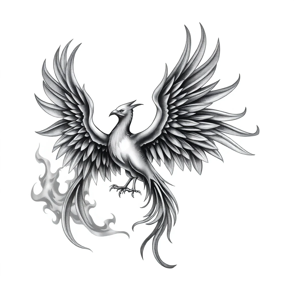 Tatouage phénix en style réaliste, design généré par IA