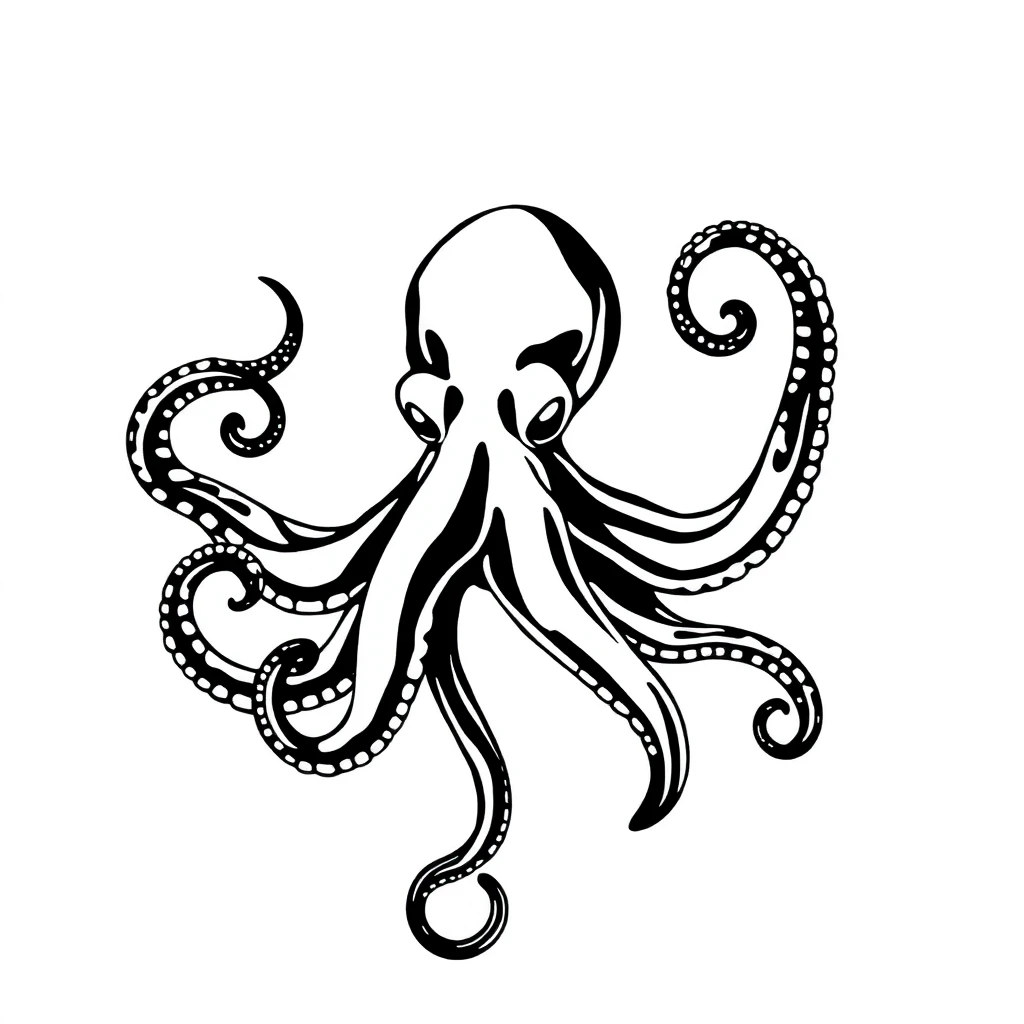 Tatouage kraken en style blackwork