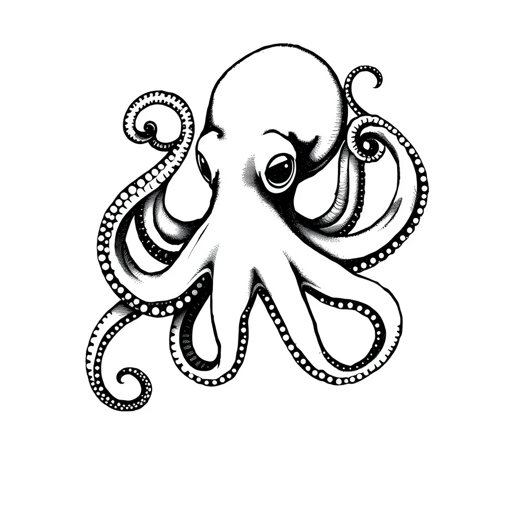 Tatouage kraken en style dotwork