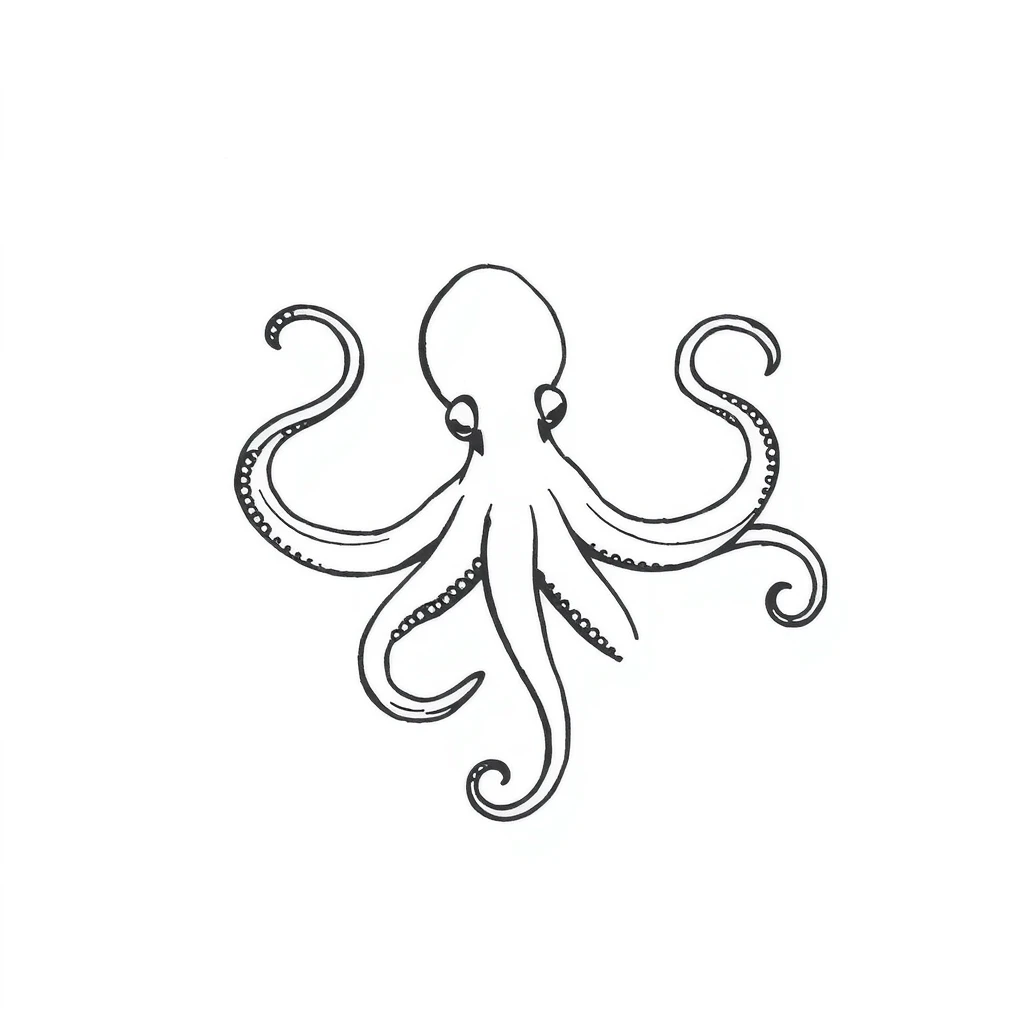 Tatouage kraken en style minimaliste