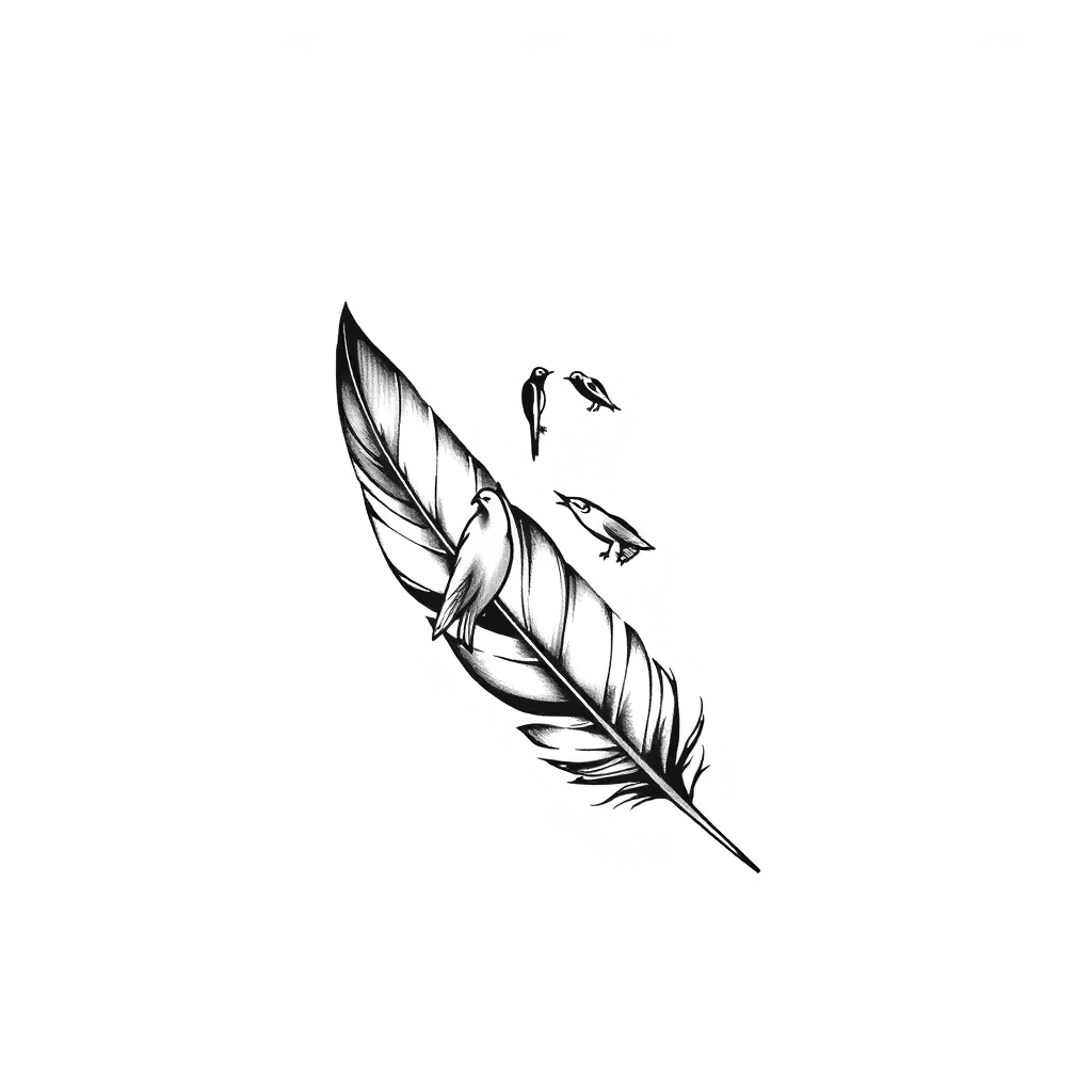 Tatouage plume en style abstrait, design généré par IA