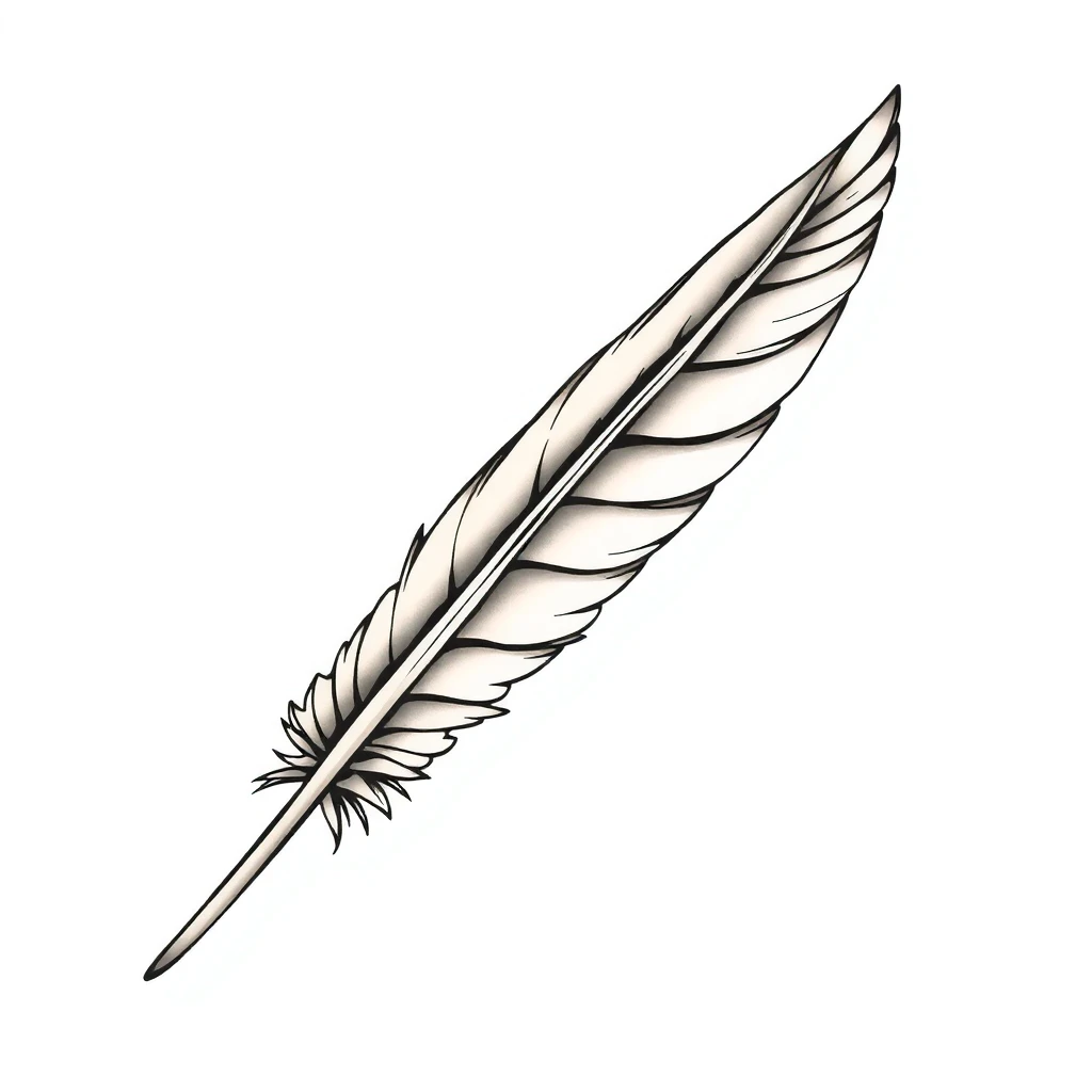 Tatouage plume en style anime, design généré par IA