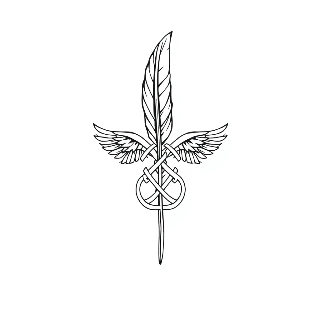 Tatouage plume en style celtique, design généré par IA