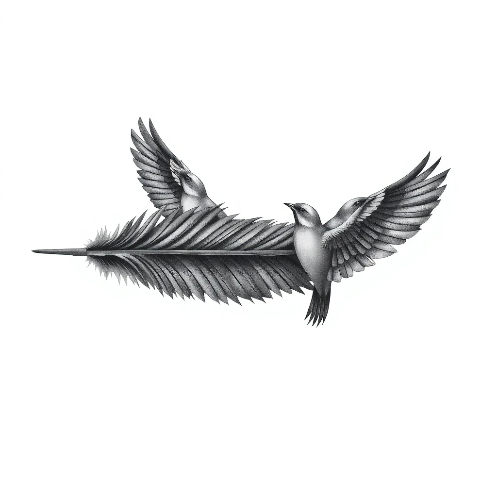 Tatouage plume en style réaliste, design généré par IA