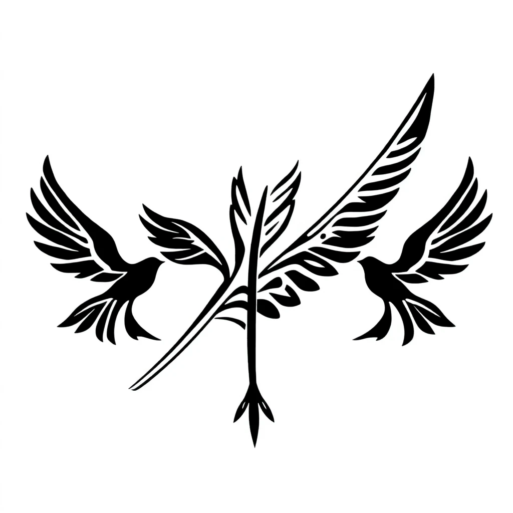 Tatouage plume en style tribal, design généré par IA