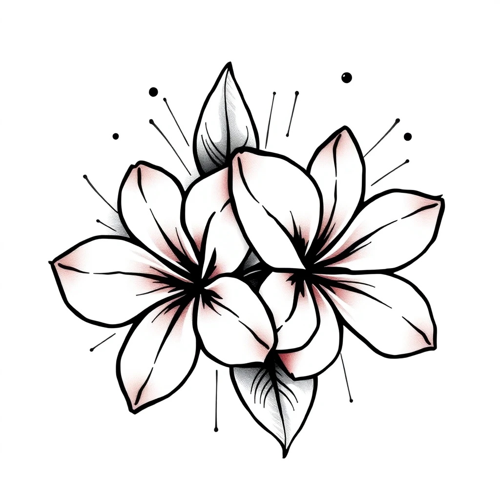 Tatouage plumeria en style abstrait, design généré par IA