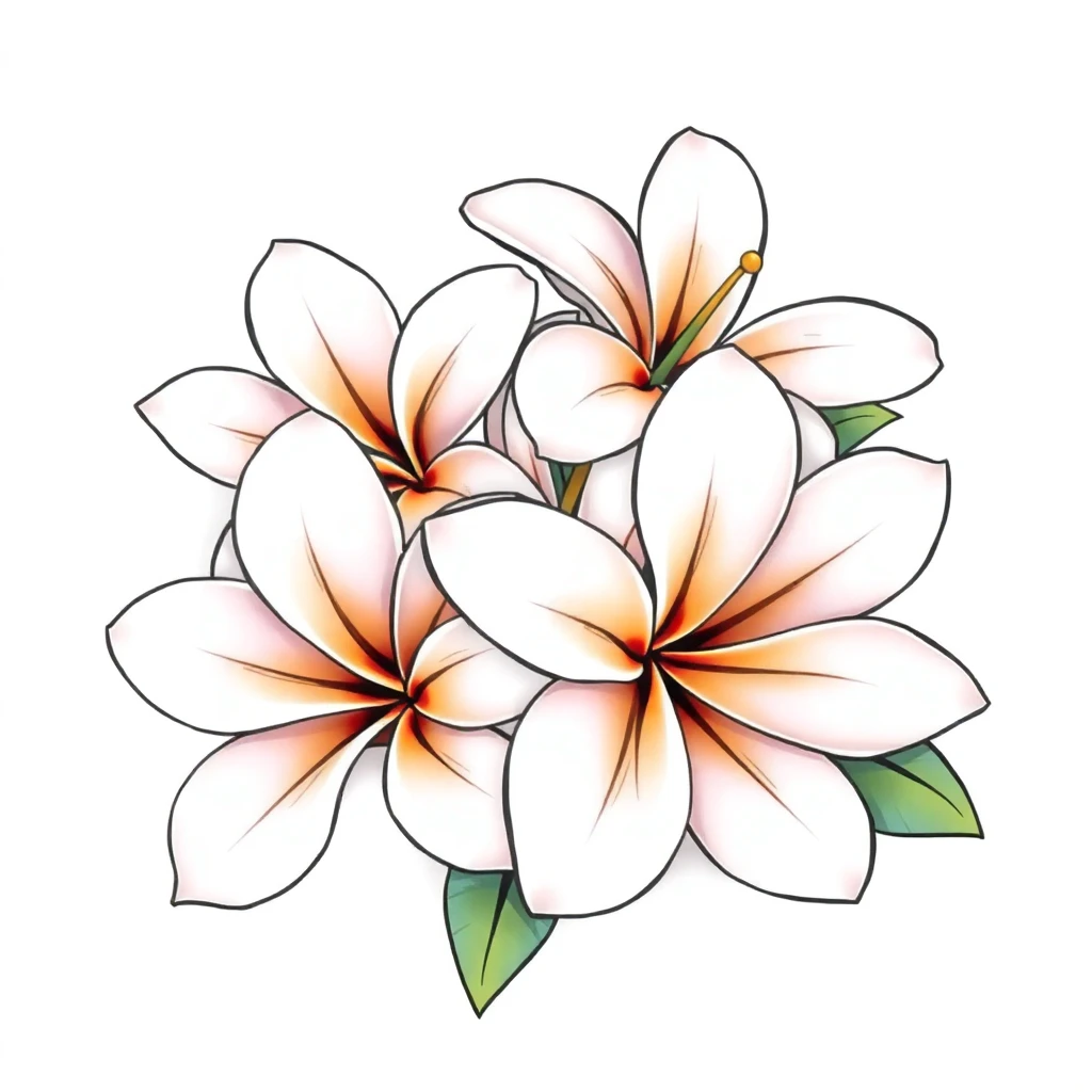 Tatouage plumeria en style anime, design généré par IA