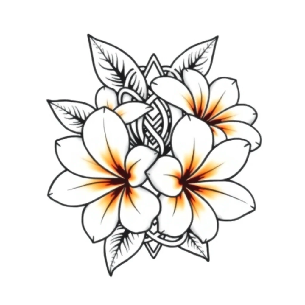 Tatouage plumeria en style celtique, design généré par IA