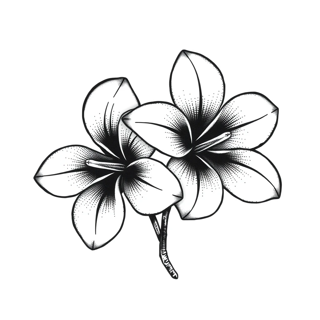Tatouage plumeria en style dotwork