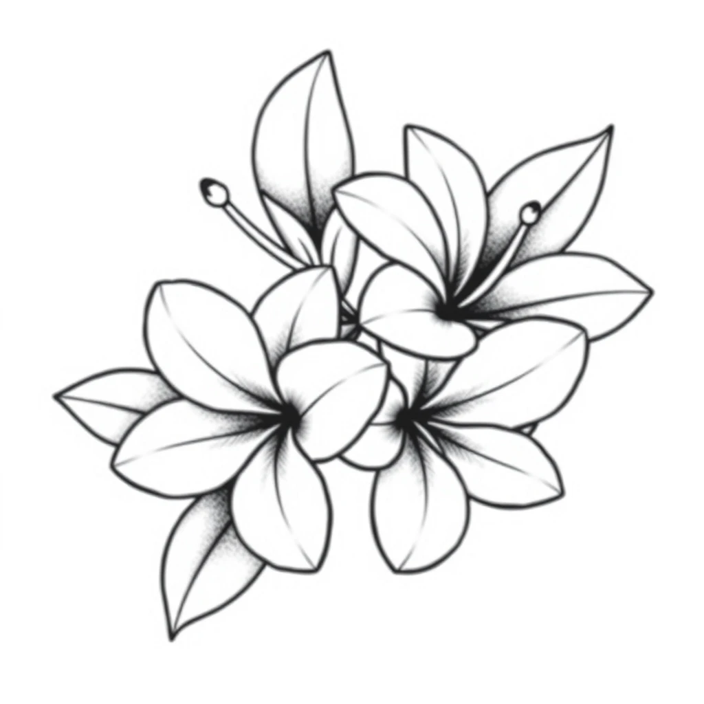 Tatouage plumeria en style minimaliste