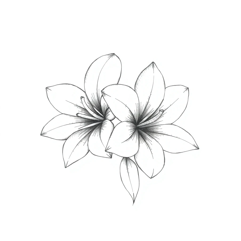 Tatouage plumeria en style sketch, design généré par IA