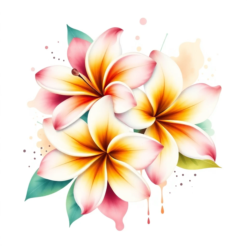 Tatouage plumeria en style watercolor, design généré par IA