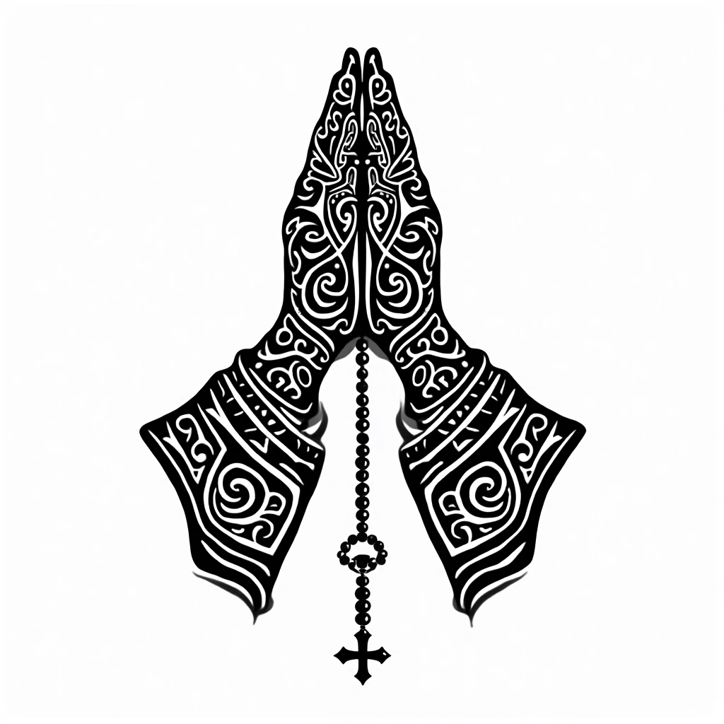 Tatouage prière en style maori, design généré par IA