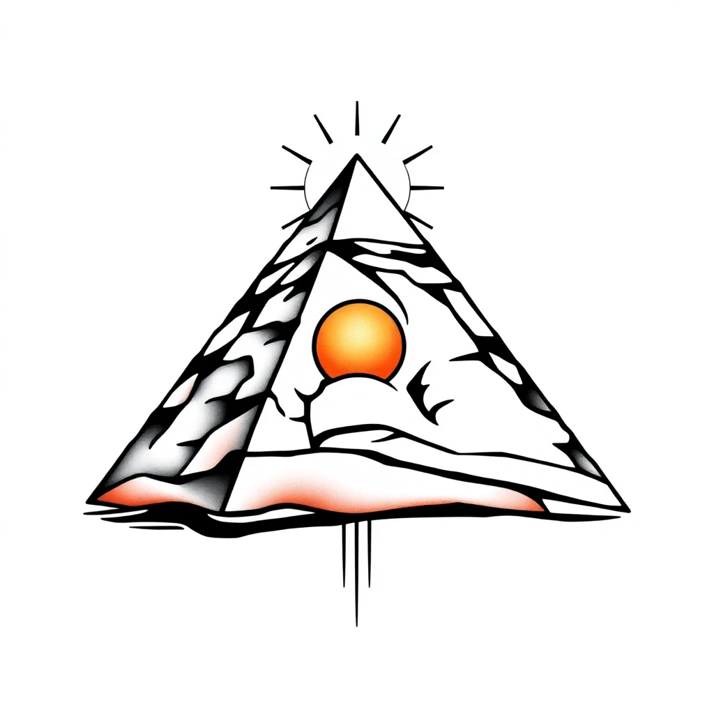 Tatouage pyramide égyptienne en style abstrait, design généré par IA