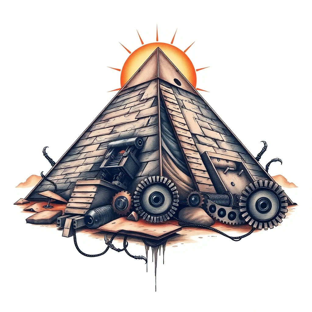 Tatouage pyramide égyptienne en style biomécanique, design généré par IA