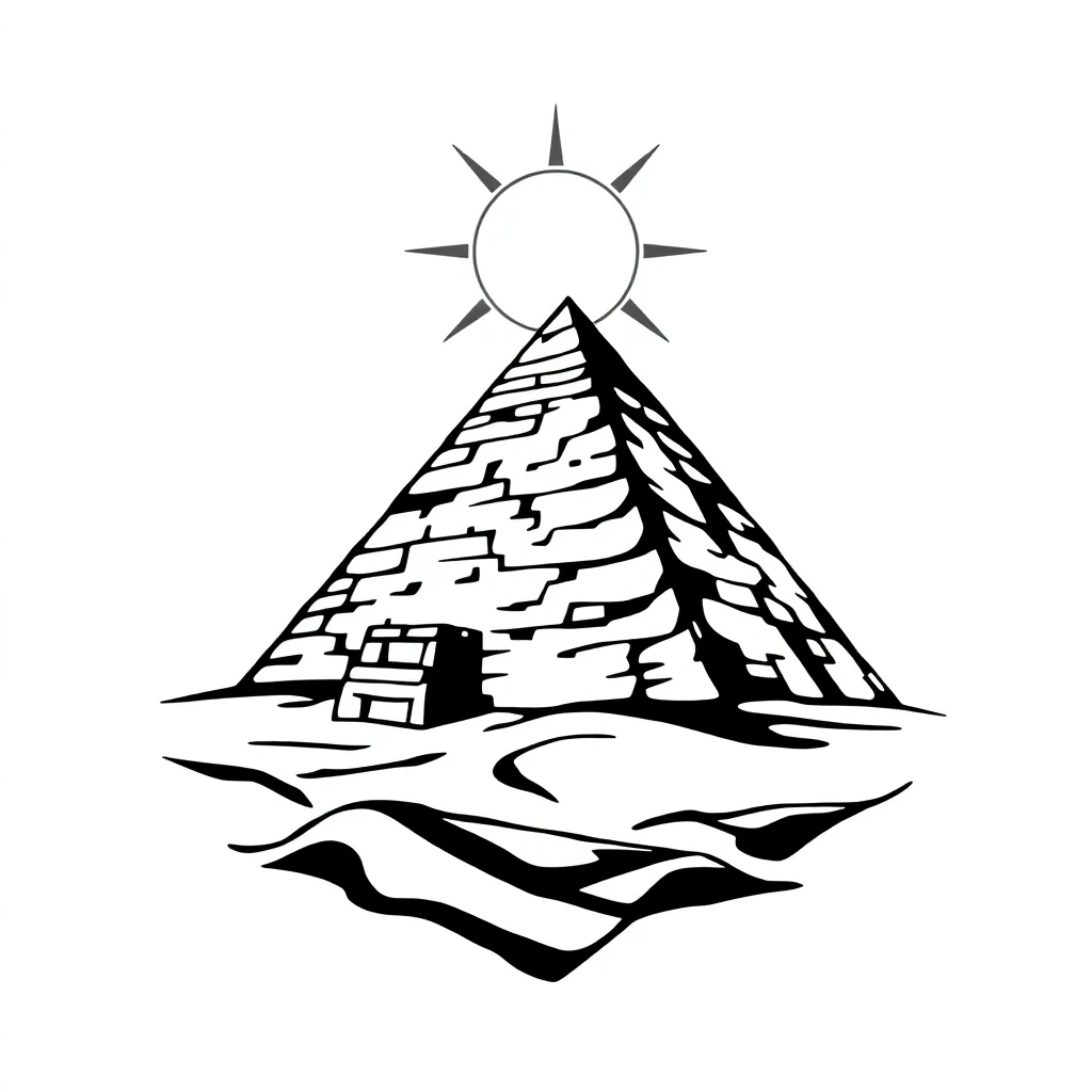 Tatouage pyramide en style blackwork