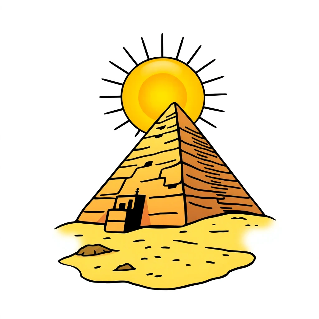 Tatouage pyramide égyptienne en style cartoon, design généré par IA