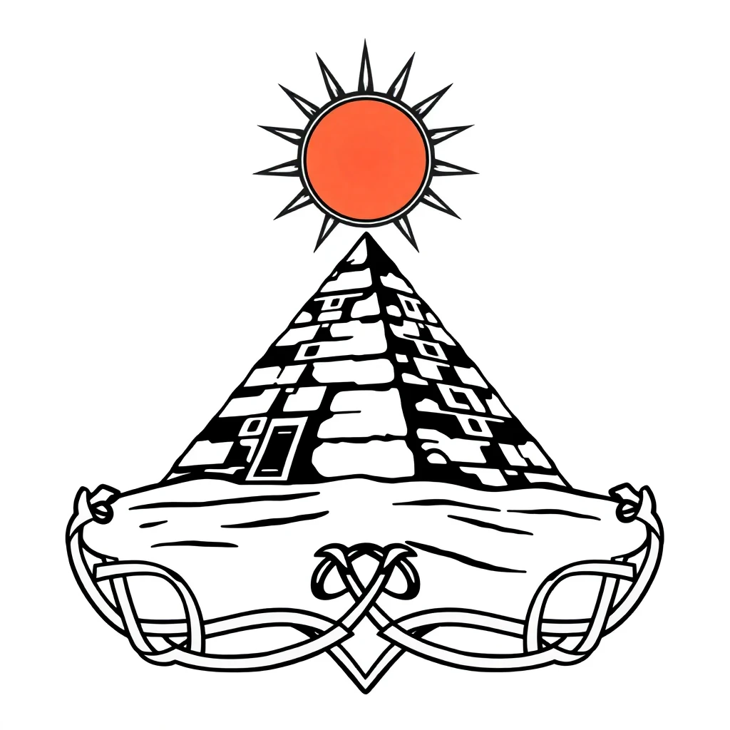 Tatouage pyramide égyptienne en style celtique, design généré par IA