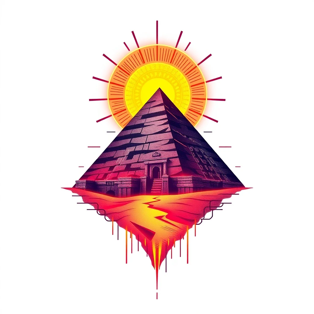 Tatouage pyramide égyptienne en style cyberpunk, design généré par IA