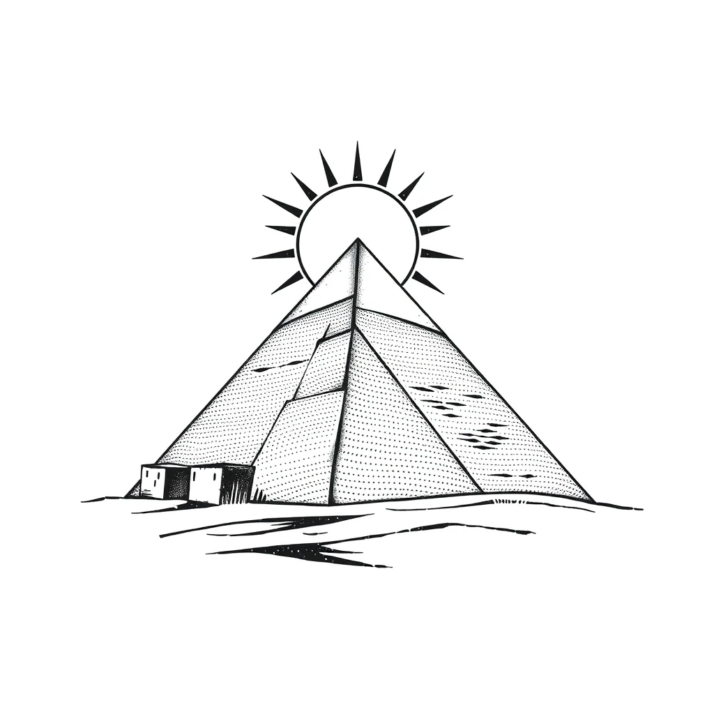 Tatouage pyramide en style dotwork