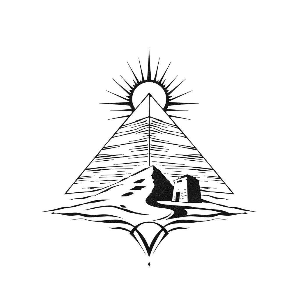 Tatouage pyramide en style géométrique