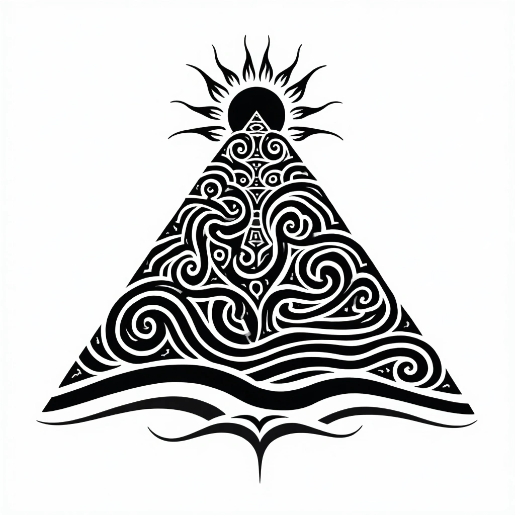 Tatouage pyramide égyptienne en style maori, design généré par IA