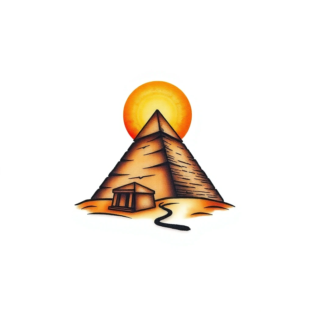 Tatouage pyramide égyptienne en style micro-réalisme, design généré par IA