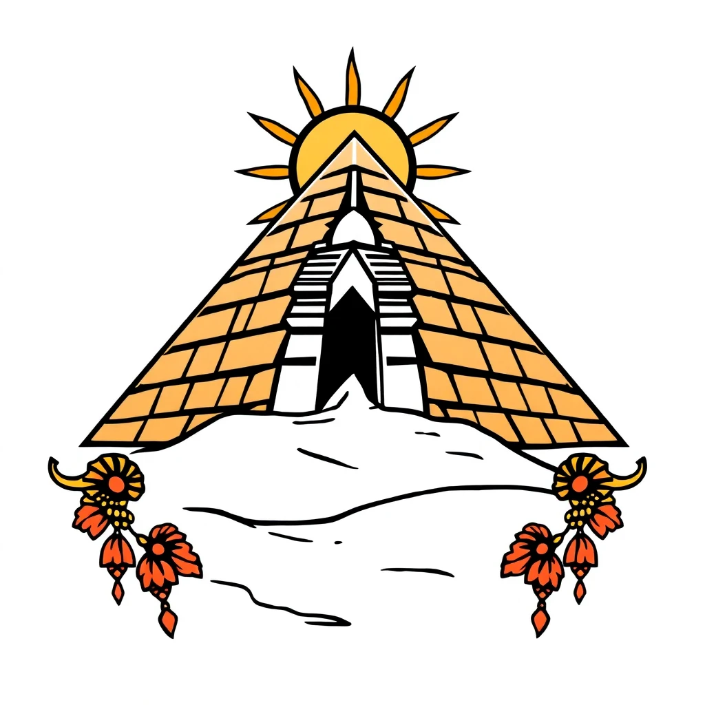 Tatouage pyramide égyptienne en style néo-traditionnel, design généré par IA