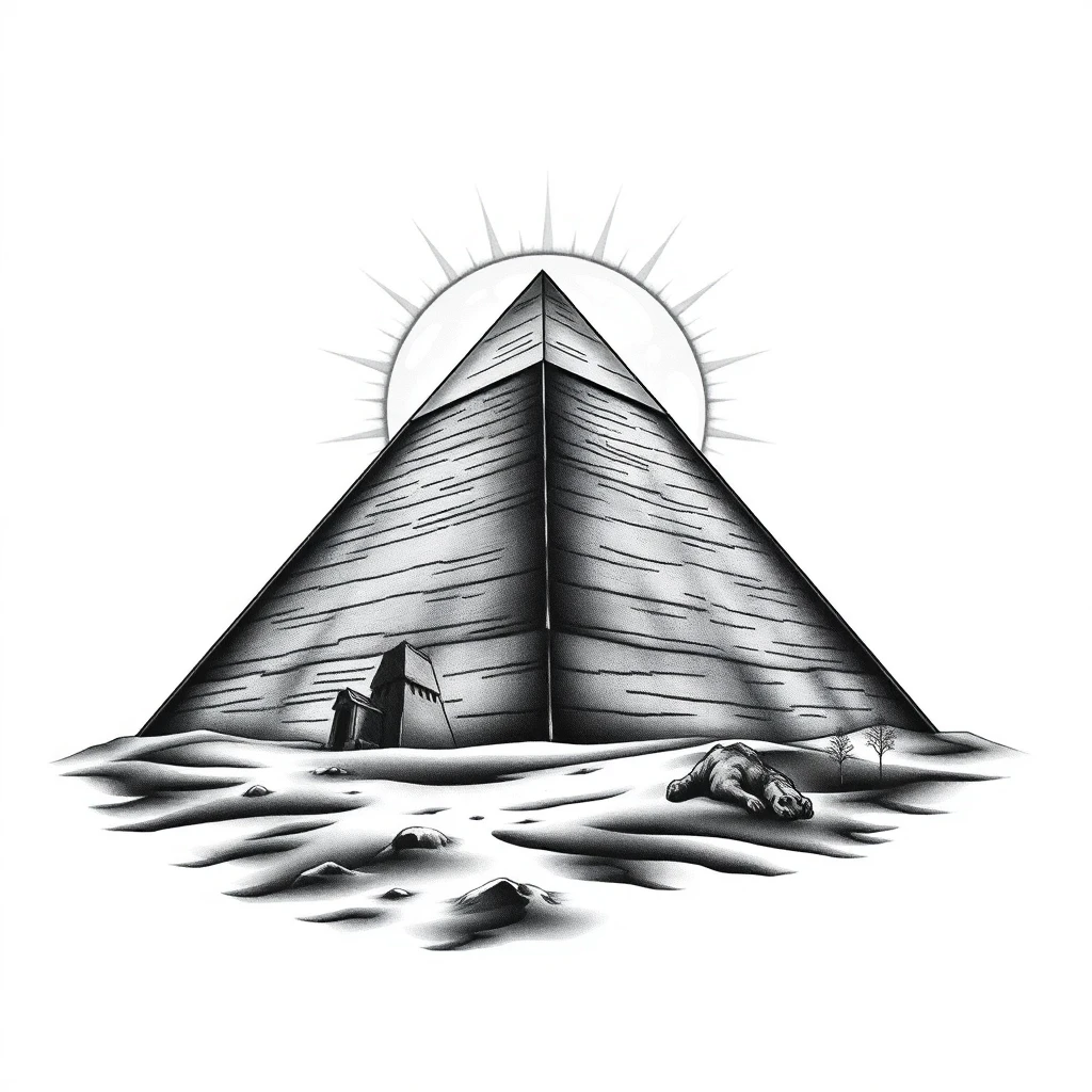 Tatouage pyramide égyptienne en style réaliste, design généré par IA