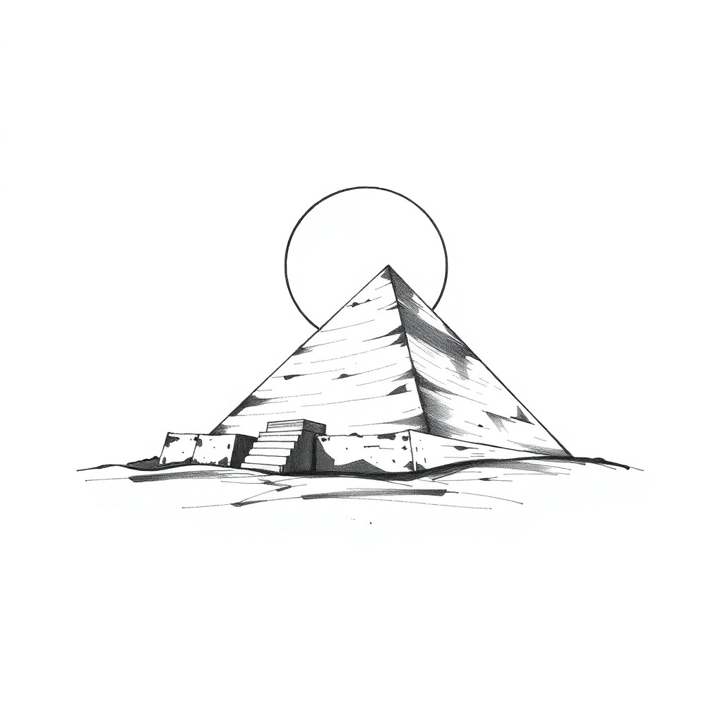 Tatouage pyramide égyptienne en style sketch, design généré par IA