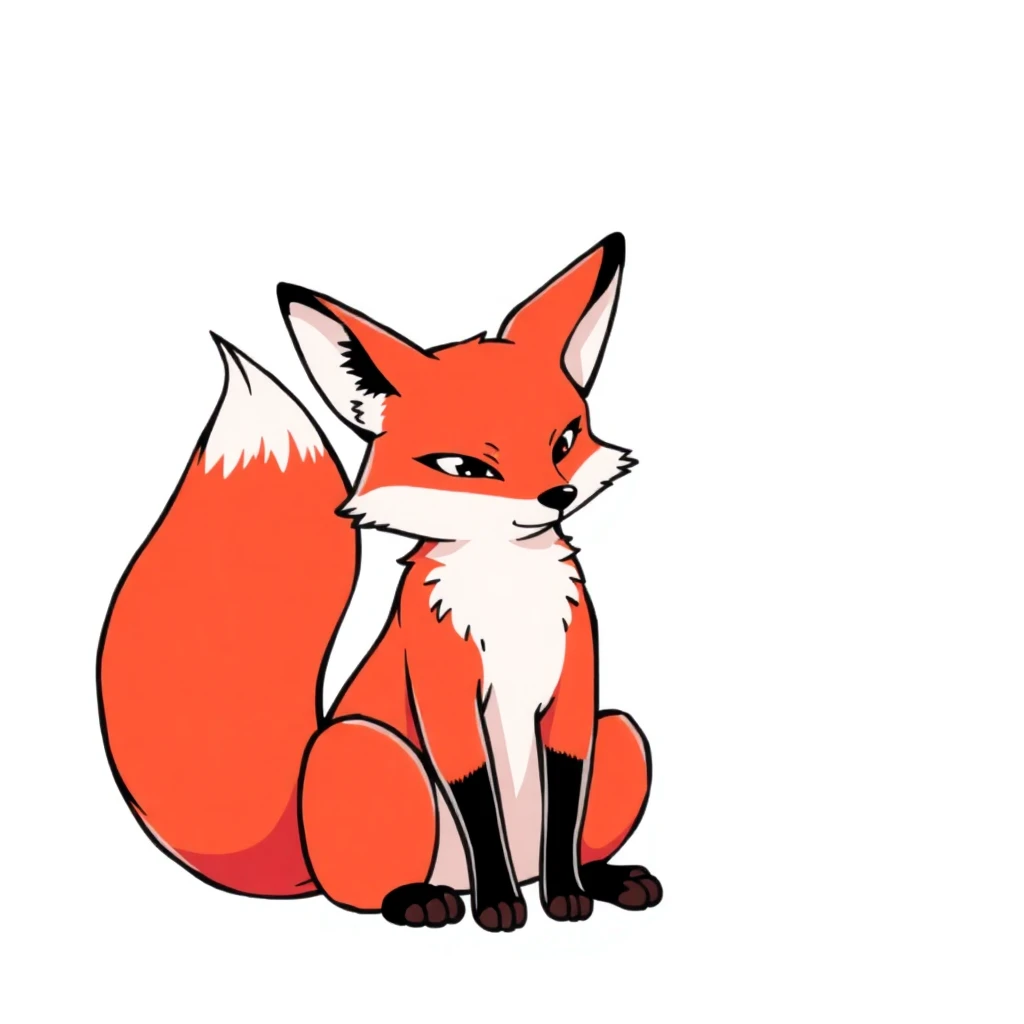 Tatouage renard en style anime, design généré par IA