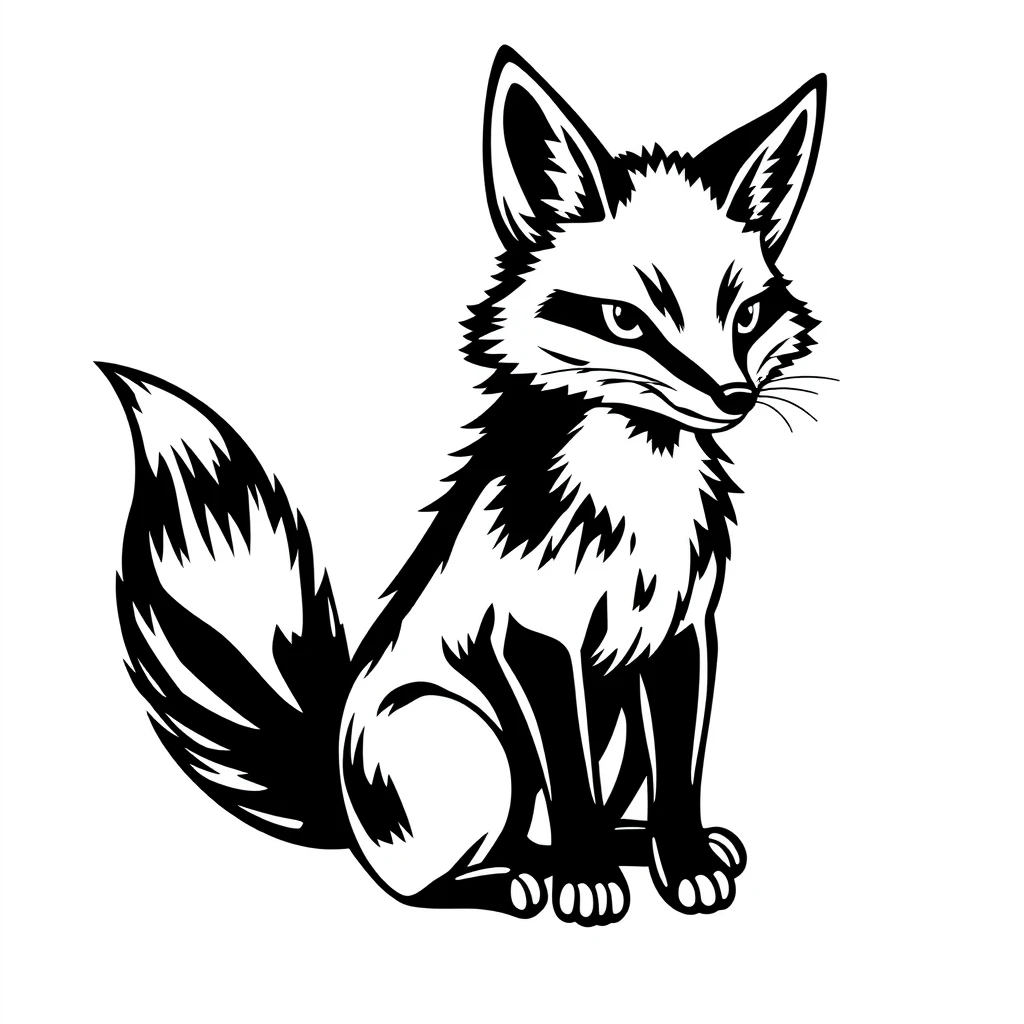 Tatouage renard en style blackwork