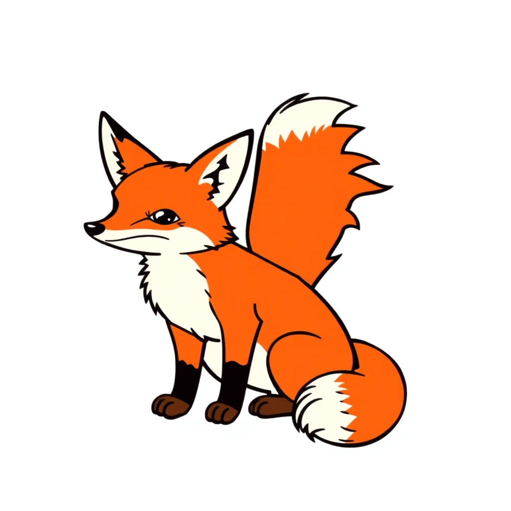 Tatouage renard en style cartoon, design généré par IA