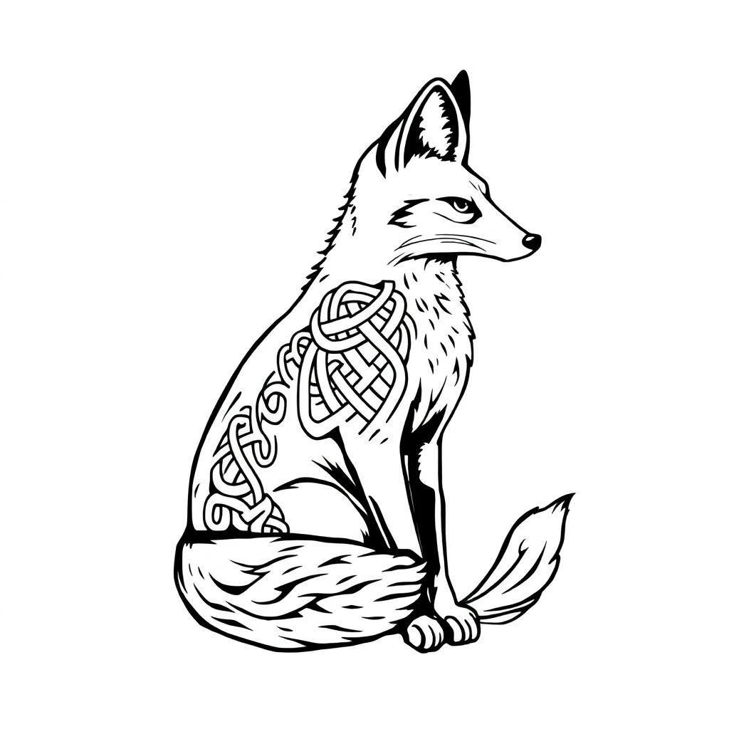 Tatouage renard en style celtique, design généré par IA