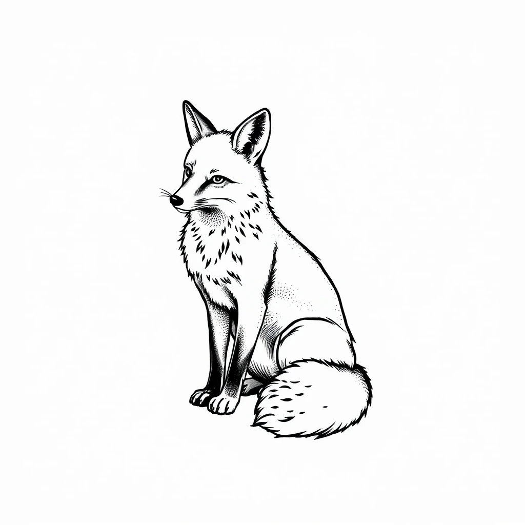 Tatouage renard en style dotwork