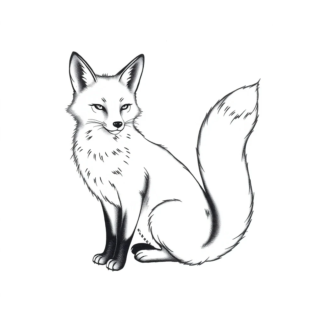 Tatouage renard en style fineline, design généré par IA