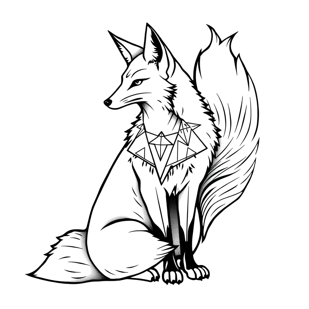 Tatouage renard en style géométrique