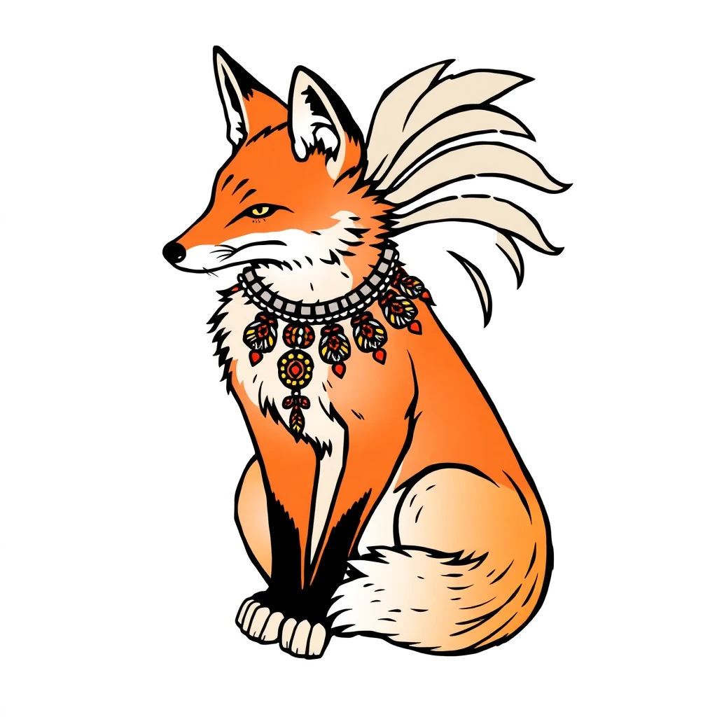 Tatouage renard en style néo-traditionnel, design généré par IA