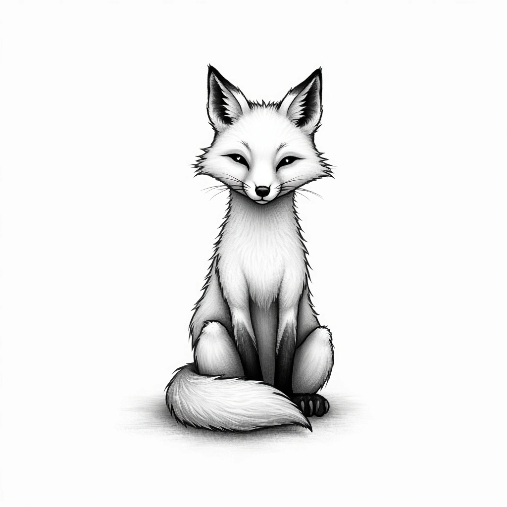 Tatouage renard en style single needle, design généré par IA