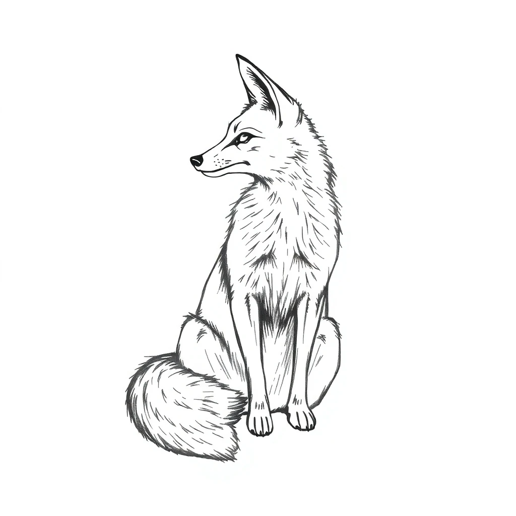 Tatouage renard en style sketch, design généré par IA